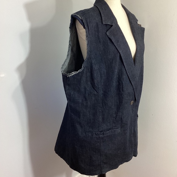 NWT COMFORT DENIM PLUS 4X DARK DENIM VEST RAW DETAILS - Picture 3 of 11